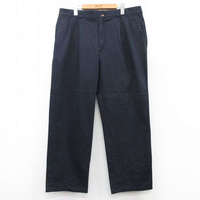 W37★古着 セントジョンズベイ パンツ メンズ コットン 紺 ネイビー 25sep17 中古 ボトムス ロング