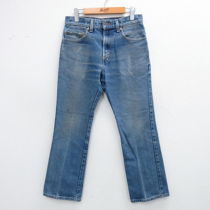 W30★古着 リーバイス Levis ジーンズ メンズ ヒゲ 紺 ネイビー デニム 25sep18 中古 ボトムス ジーパン Gパン ロング パンツ