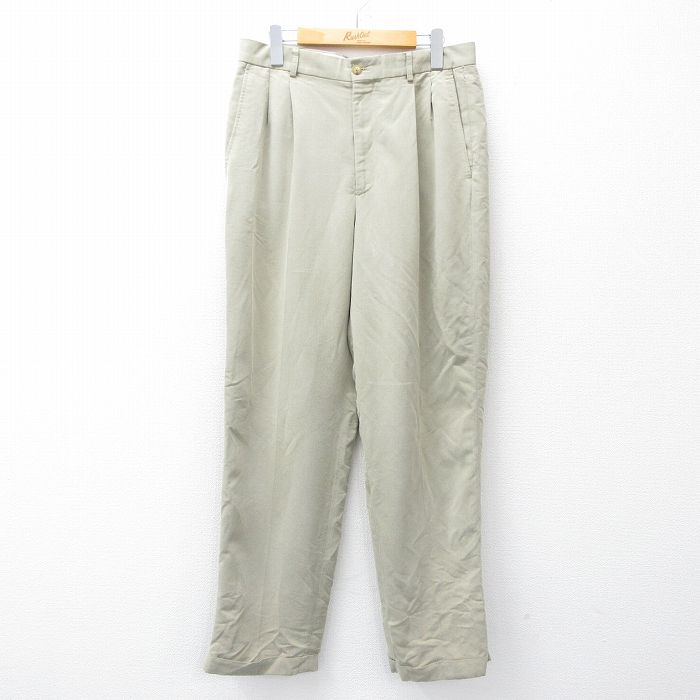 【20%OFF】W32★古着 パンツ メンズ レーヨン ベージュ系 カーキ 25sep18 中古 ボトムス ロング