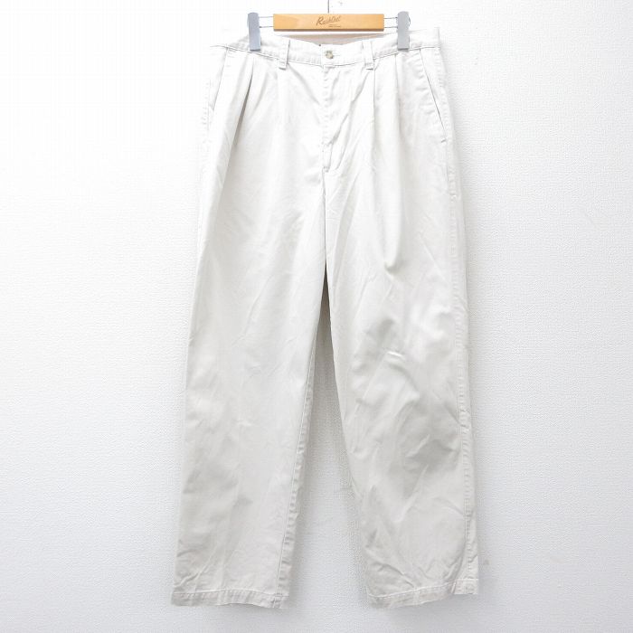 W34★古着 ドッカーズ パンツ メンズ コットン 薄ベージュ カーキ 25sep18 中古 ボトムス ロング