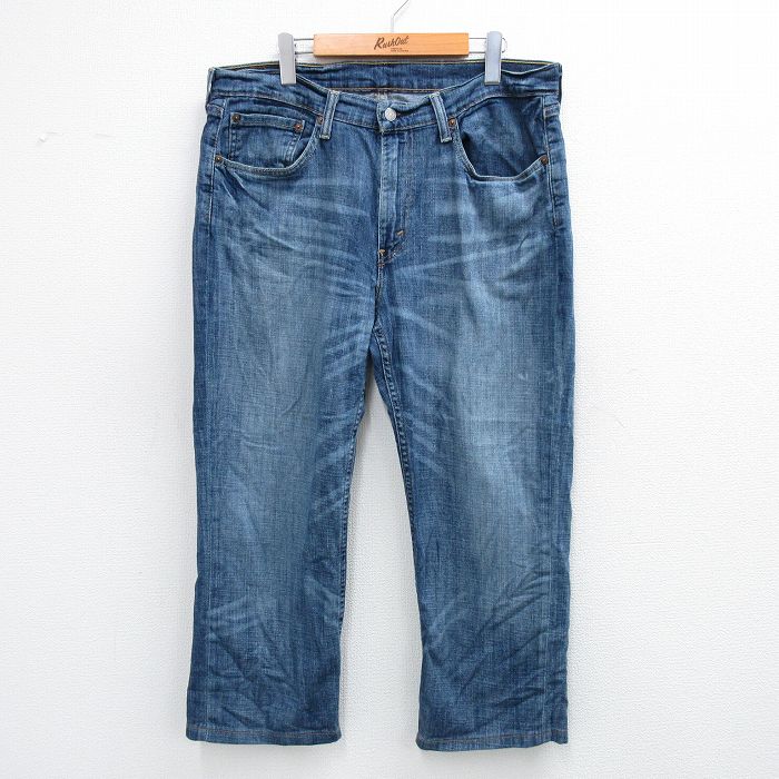 W36★古着 リーバイス Levis 514 ジーンズ メンズ ヒゲ フレア ブーツカット 紺 ネイビー デニム 25sep19 中古 ボトムス ジーパン Gパン ロング パンツ