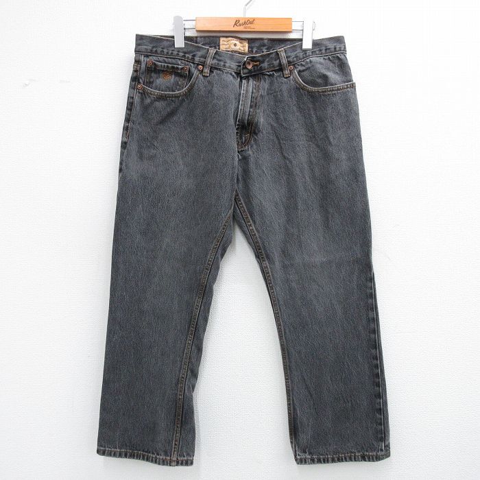 W36★古着 ROCAWEAR ジーンズ メンズ 黒 ブラック デニム 【spe】 25sep19 中古 ボトムス ジーパン Gパン ロング パンツ