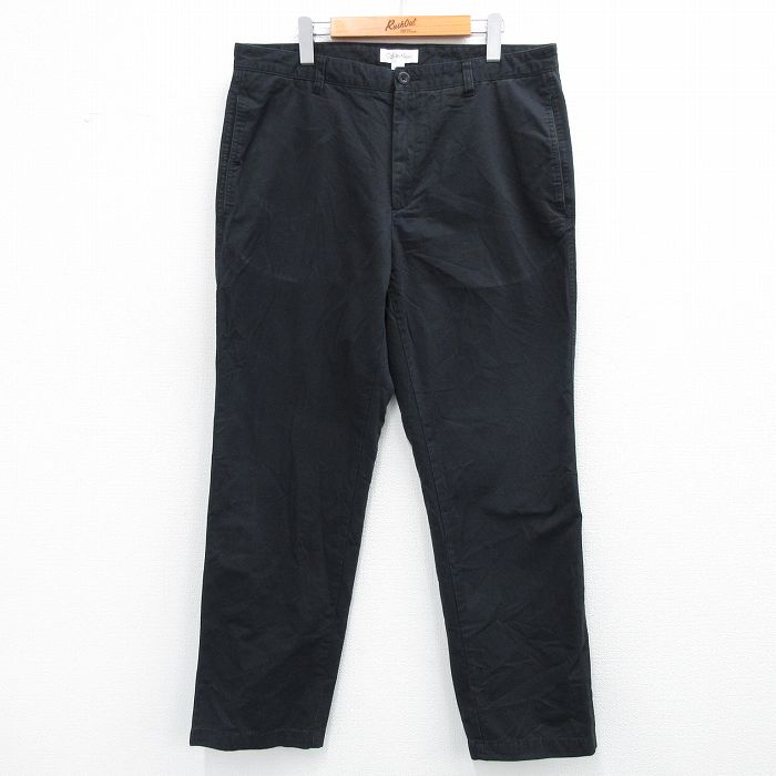 W36★古着 カルバンクライン Calvin Klein ブランド パンツ メンズ コットン 黒 ブラック 25sep19 中古 ボトムス ロング
