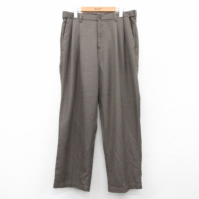 W34★古着 HAGGAR パンツ メンズ 茶系 ブラウン 25sep19 中古 ボトムス ロング