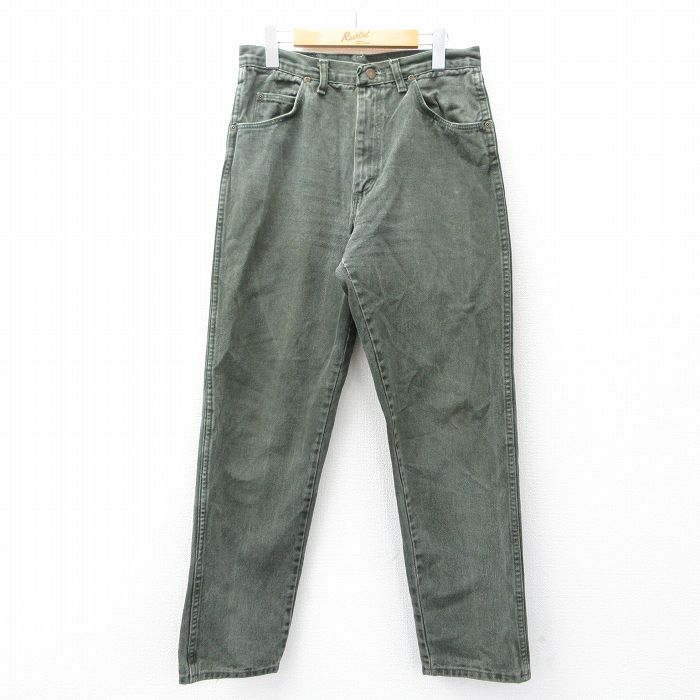 【20%OFF】W32★古着 ラングラー Wrangler ジーンズ メンズ 90年代 90s コットン USA製 濃緑 グリーン デニム 【spe】 25sep20 中古 ボトムス ジーパン Gパン ロング パンツ