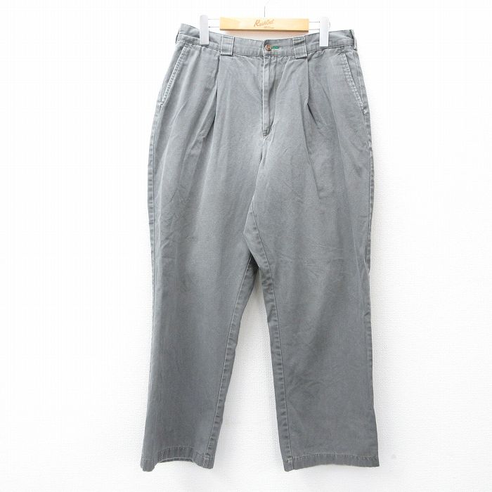 W34★古着 トミーヒルフィガー TOMMY HILFIGER ブランド パンツ メンズ ダック地 コットン グレー 25sep20 中古 ボトムス ロング