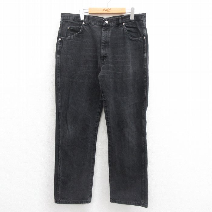 W36★古着 ラングラー Wrangler ジーンズ メンズ 00年代 00s 黒 ブラック デニム 25sep20 中古 ボトムス ジーパン Gパン ロング パンツ