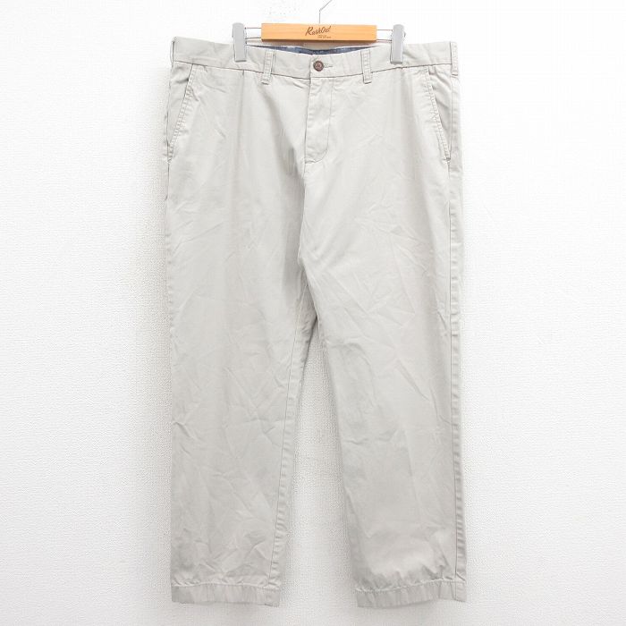 W39★古着 トミーヒルフィガー TOMMY HILFIGER ブランド パンツ メンズ ワンポイントロゴ コットン 薄ベージュ カーキ 25sep20 中古 ボトムス ロング