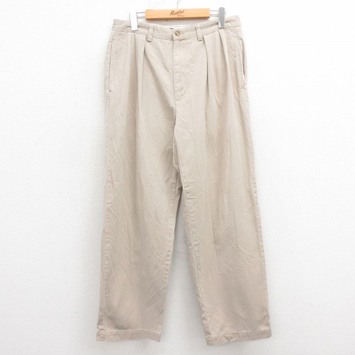 W33★古着 ラルフローレン Ralph Lauren ブランド チノ パンツ チノパン メンズ 90年代 90s ANDREW コットン 薄ベージュ カーキ 25sep20 中古 ボトムス ロング
