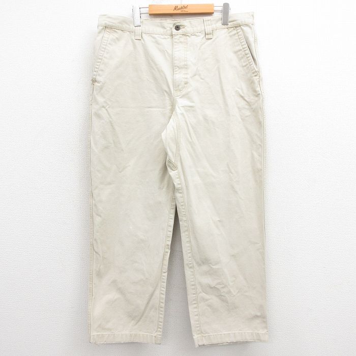 W38★古着 エルエルビーン LLBEAN パンツ メンズ 00年代 00s ダック地 コットン ベージュ カーキ 25sep20 中古 ボトムス ロング