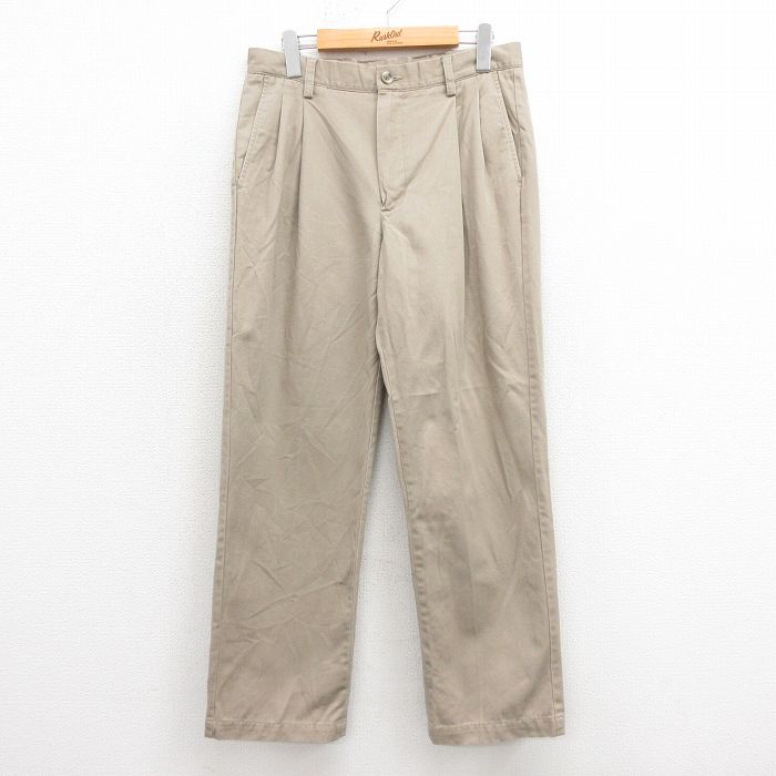 W30★古着 パンツ メンズ コットン ベージュ カーキ 25sep20 中古 ボトムス ロング
