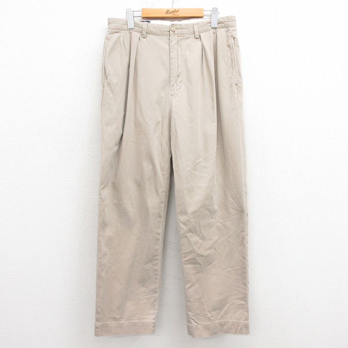 W33★古着 ラルフローレン Ralph Lauren ブランド チノ パンツ チノパン メンズ 90年代 90s ANDREW コットン ベージュ カーキ 【spe】 25sep20 中古 ボトムス ロング