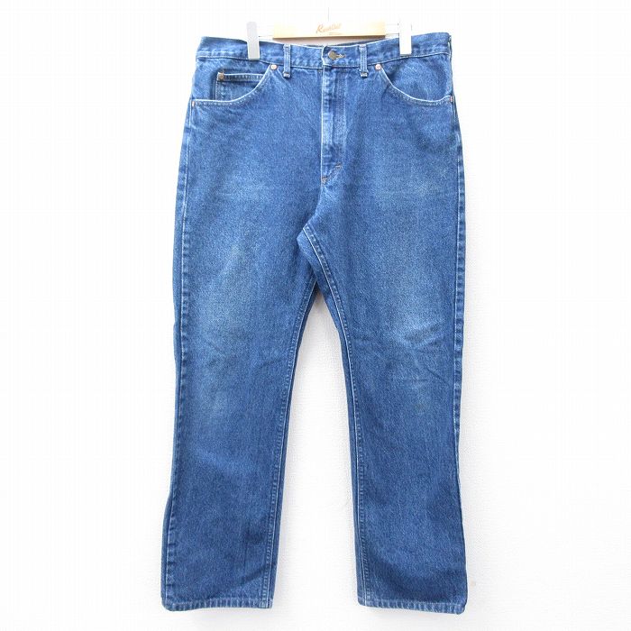 W38★古着 リー Lee ジーンズ メンズ 90年代 90s コットン USA製 紺 ネイビー デニム 25sep22 中古 ボトムス ジーパン Gパン ロング パンツ