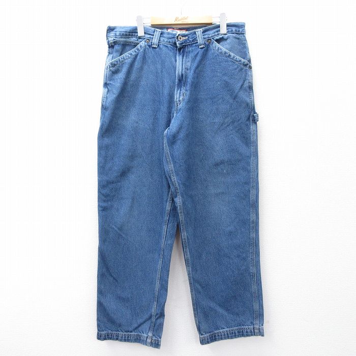 W36★古着 オールドネイビー OLD NAVY ペインター パンツ メンズ コットン 紺 ネイビー デニム 25sep22 中古 ボトムス ロング