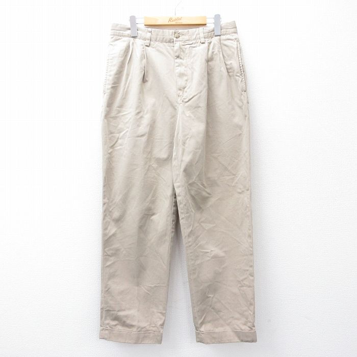 W32★古着 ラルフローレン Ralph Lauren ブランド チノ パンツ チノパン メンズ 90年代 90s コットン 薄ベージュ カーキ 25sep22 中古 ボトムス ロング