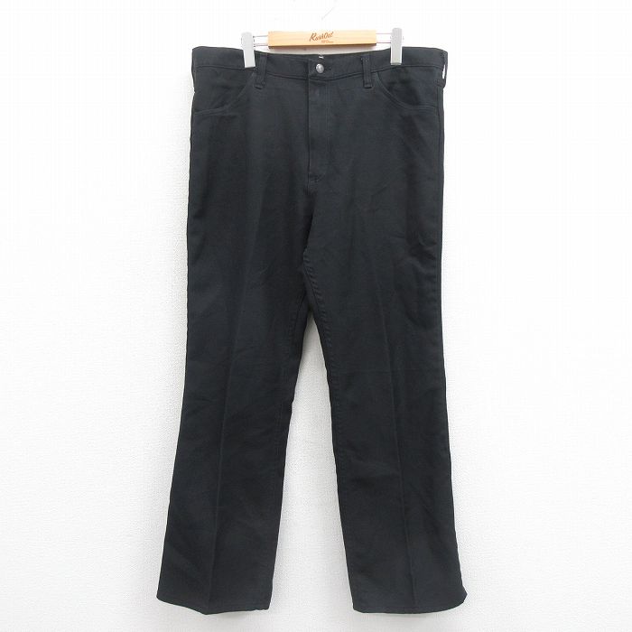W37★古着 ラングラー Wrangler ランチャー パンツ メンズ 90年代 90s USA製 黒 ブラック 【spe】 25sep22 中古 ボトムス ロング