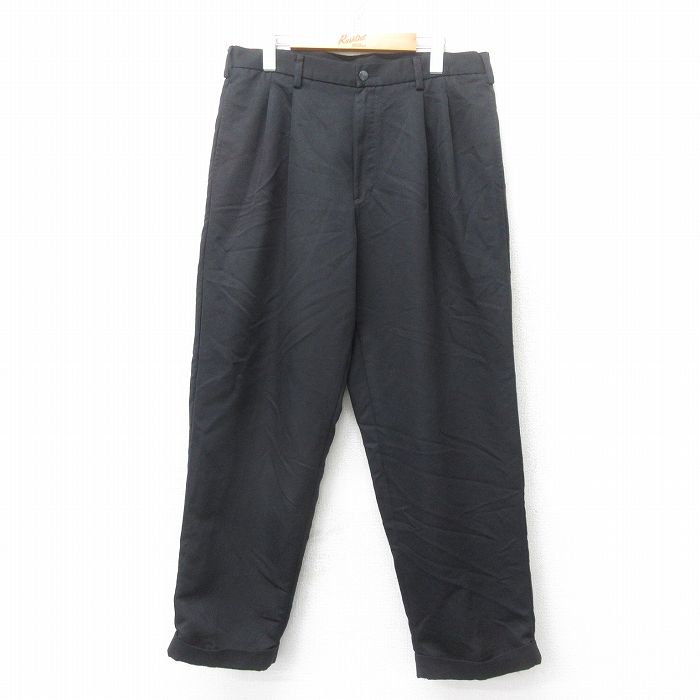 【20%OFF】W34★古着 パンツ メンズ 黒 ブラック 25sep24 中古 ボトムス ロング