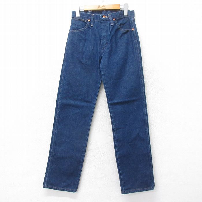 W27★古着 ラングラー Wrangler ジーンズ メンズ コットン 濃紺 ネイビー デニム 25sep24 中古 ボトムス ジーパン Gパン ロング パンツ