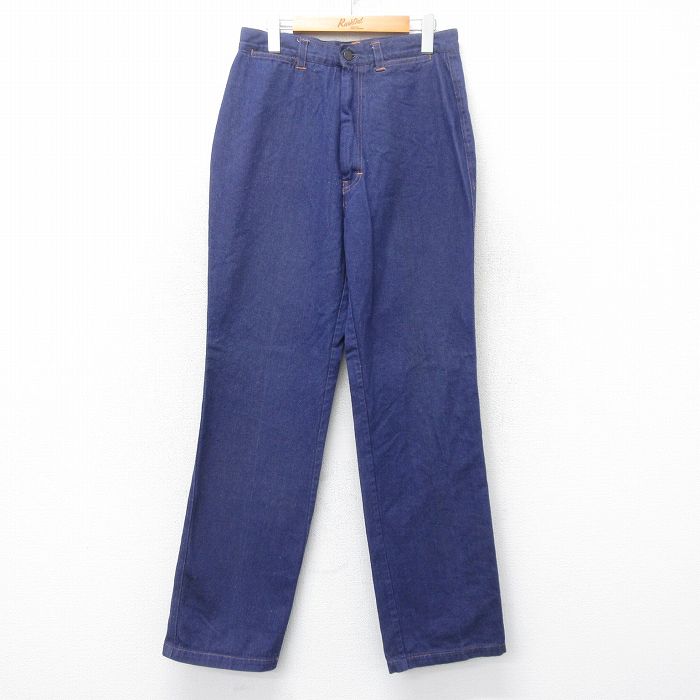 W30★古着 ジーンズ メンズ 80年代 80s コットン 紺 ネイビー デニム 25sep24 中古 ボトムス ジーパン Gパン ロング パンツ