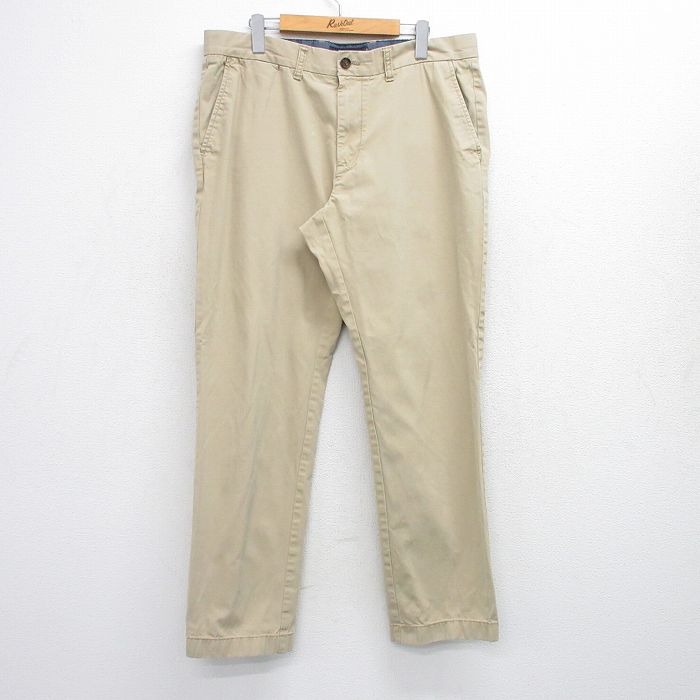 W36★古着 トミーヒルフィガー TOMMY HILFIGER ブランド パンツ メンズ コットン ベージュ カーキ 25sep25 中古 ボトムス ロング
