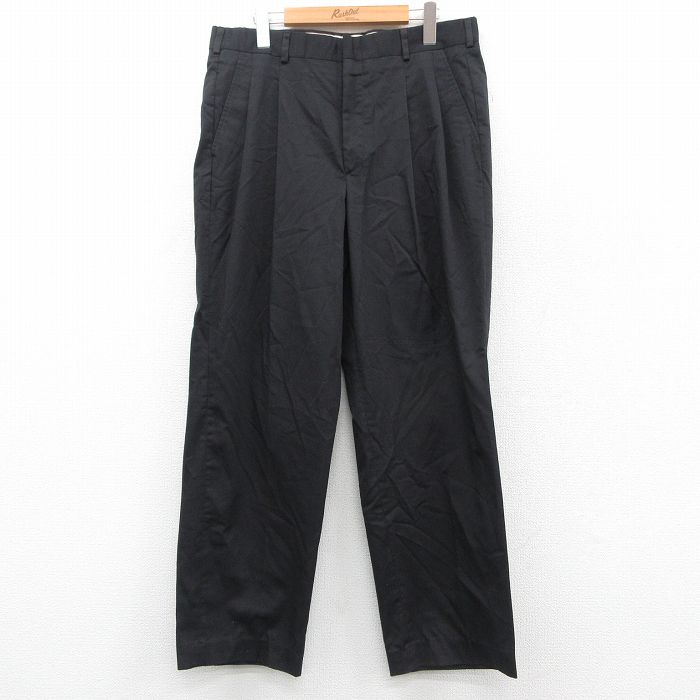 W34★古着 ワーク パンツ メンズ 80年代 80s USA製 タロン 黒 ブラック 25sep25 中古 ボトムス ロング