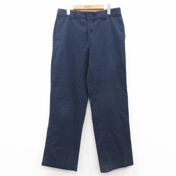 W34★古着 ディッキーズ Dickies ワーク パンツ メンズ 874 紺 ネイビー 25sep26 中古 ボトムス ロング