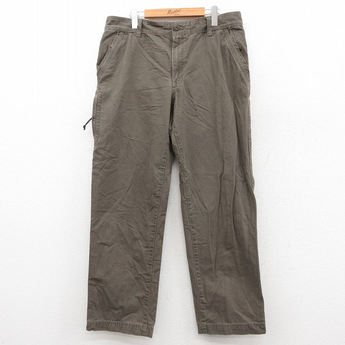 W36★古着 G.H.BASS パンツ メンズ ダック地 コットン 茶 ブラウン 25sep26 中古 ボトムス ロング