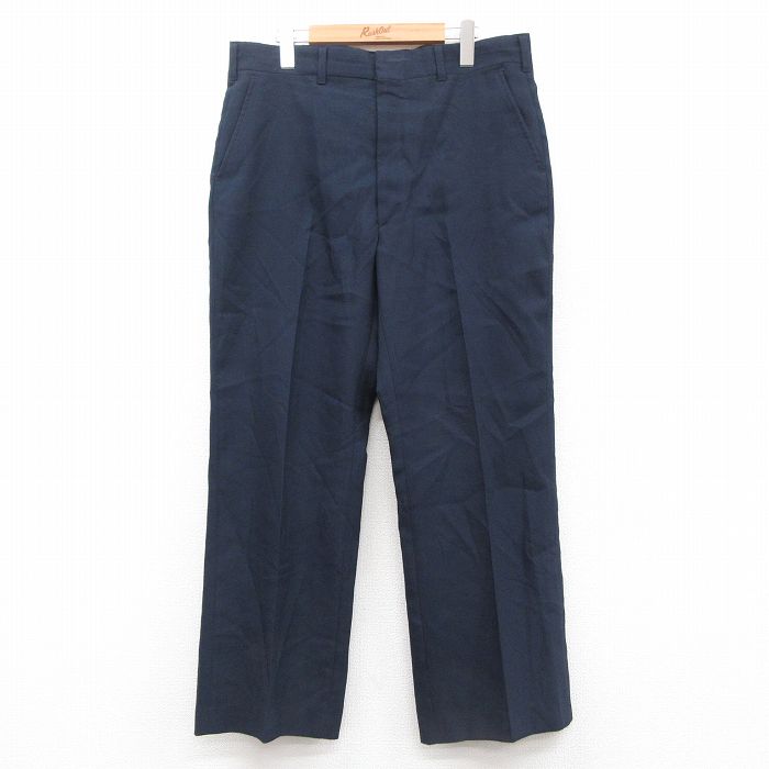 W36★古着 HAGGAR スラックス パンツ メンズ 80年代 80s USA製 紺 ネイビー 25sep26 中古 ボトムス ロング