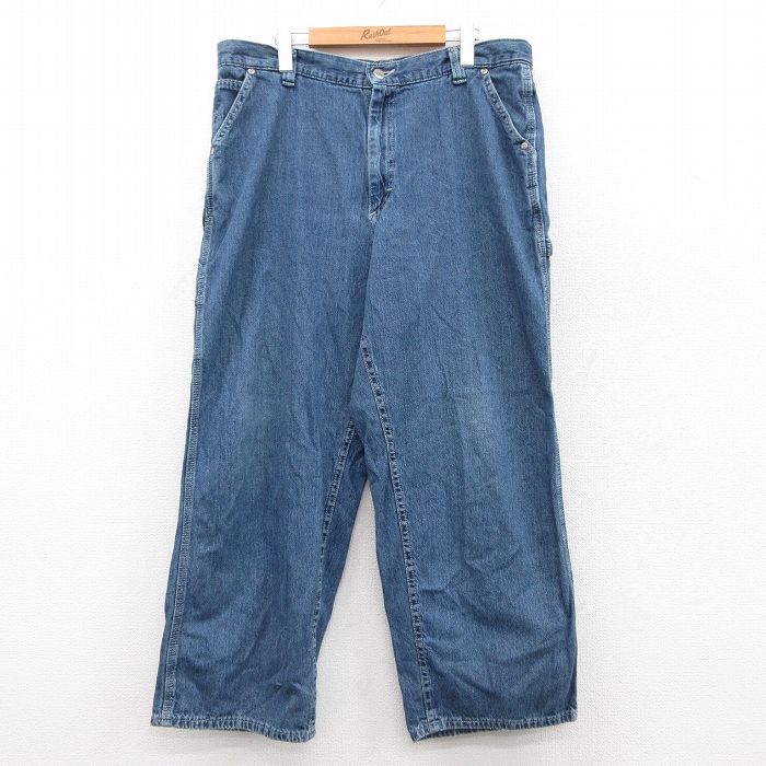 W36★古着 リー Lee ペインター パンツ メンズ 紺 ネイビー デニム 【spe】 25sep26 中古 ボトムス ロング