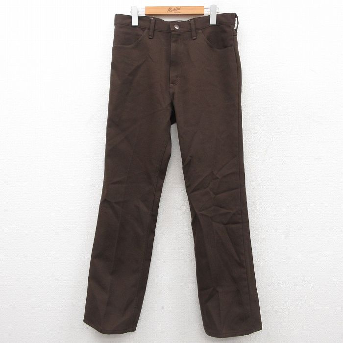W33★古着 ラングラー Wrangler ランチャー パンツ メンズ 茶 ブラウン 25sep26 中古 ボトムス ロング
