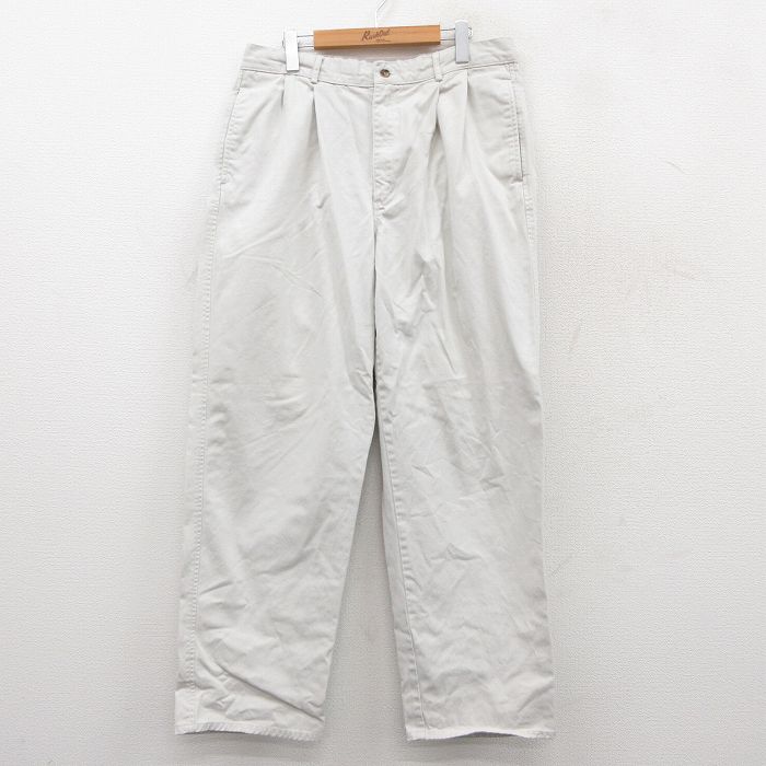 W34★古着 ナイキ NIKE チノ パンツ チノパン メンズ ゴルフ ワンポイントロゴ コットン 白系 ホワイト 25sep26 中古 ボトムス ロング