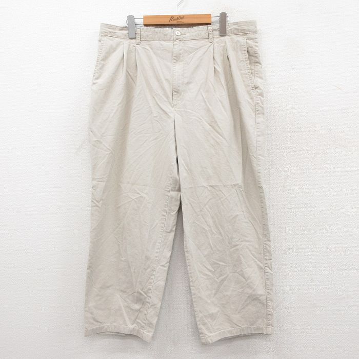 W36★古着 パンツ メンズ 80年代 80s コットン USA製 タロン 薄ベージュ カーキ 25sep26 中古 ボトムス ロング