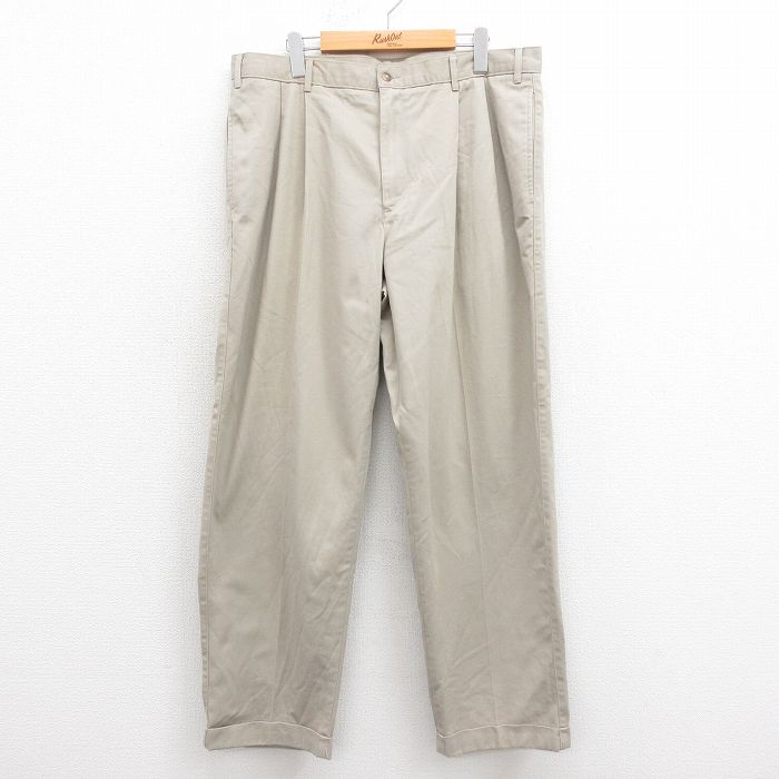 W36★古着 パンツ メンズ コットン ベージュ カーキ 25sep26 中古 ボトムス ロング