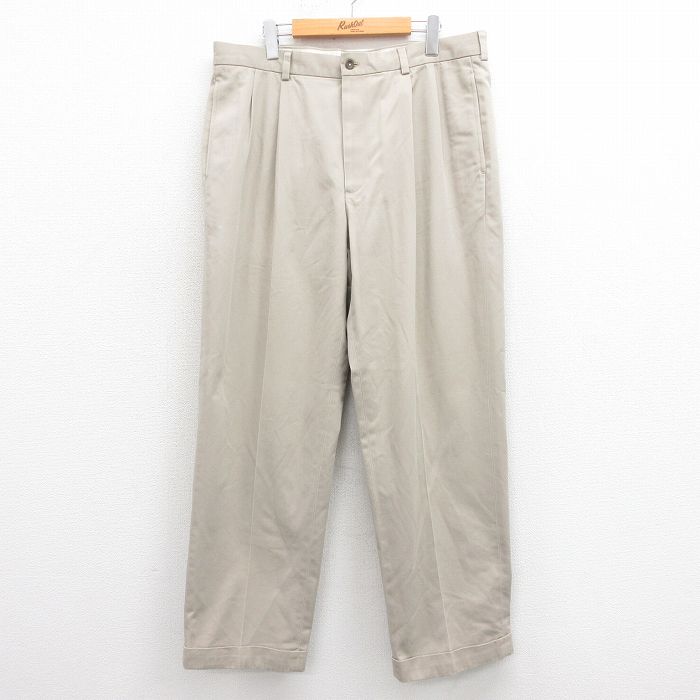 W37★古着 ブルックスブラザーズ BROOKS BROTHERS ブランド パンツ メンズ 00年代 00s コットン ベージュ カーキ 25sep26 中古 ボトムス ロング