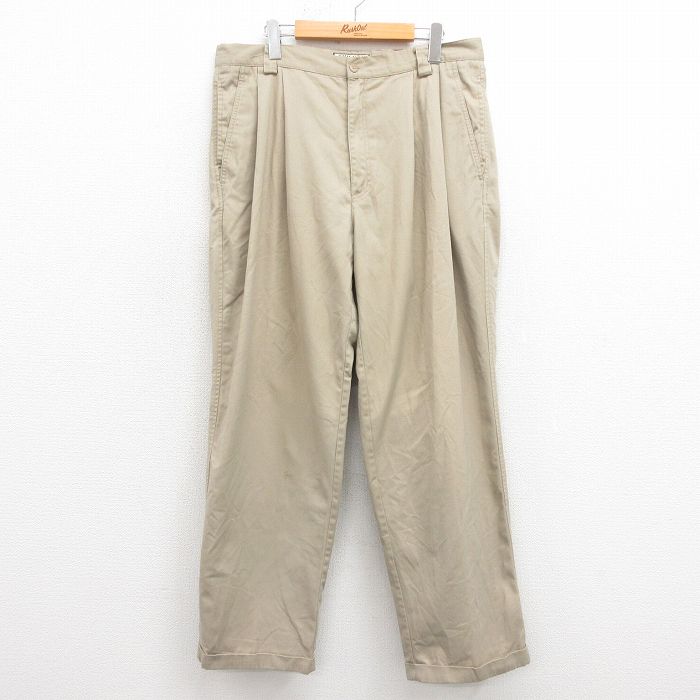 W36★古着 パンツ メンズ 00年代 00s ベージュ カーキ 25sep26 中古 ボトムス ロング