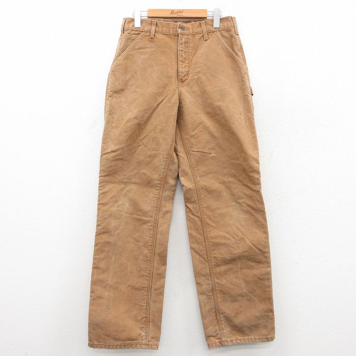 W30★古着 カーハート Carhartt ペインター パンツ メンズ 90年代 90s ダック地 コットン USA製 ベージュ系 カーキ 【spe】 25sep27 中古 ボトムス ロング