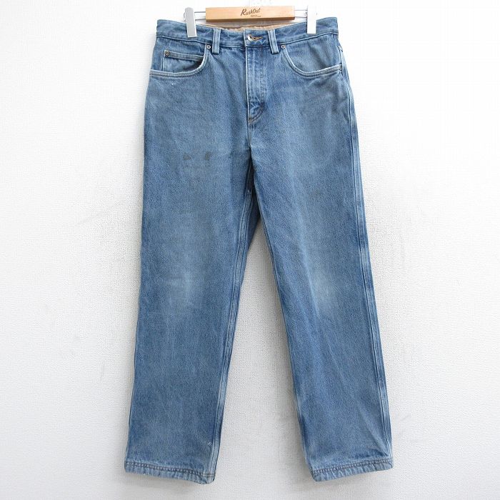W32★古着 DULUTH TRADING ジーンズ メンズ コットン 紺 ネイビー デニム 内側フランネル 25sep27 中古 ボトムス ジーパン Gパン ロング パンツ