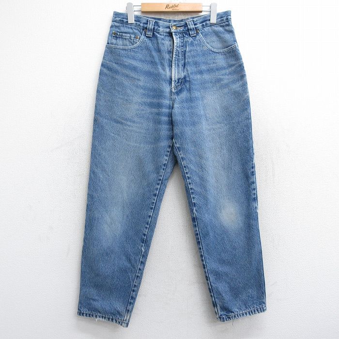 W32★古着 ウールリッチ WOOLRICH ジーンズ メンズ ヒゲ テーパード 紺 ネイビー デニム 内側フランネル 【spe】 25sep27 中古 ボトムス ジーパン Gパン ロング パンツ