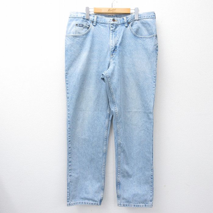 W38★古着 リー Lee ジーンズ メンズ コットン 薄紺 ネイビー デニム 25sep27 中古 ボトムス ジーパン Gパン ロング パンツ