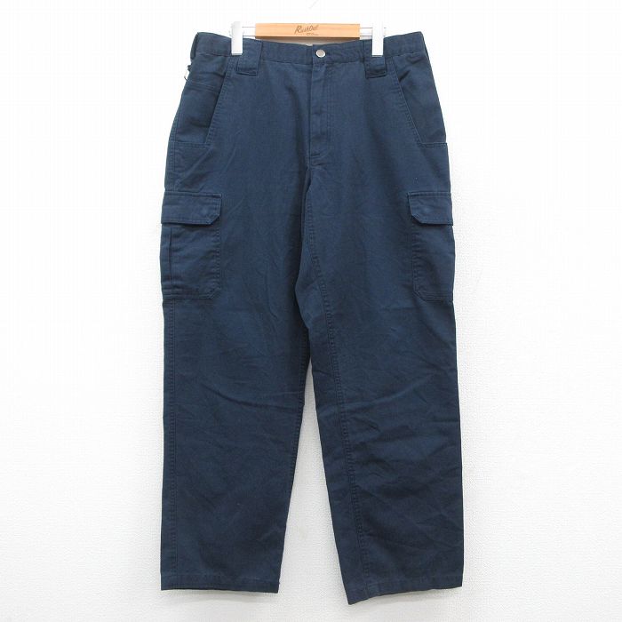 W35★古着 WEAR GUARD カーゴ パンツ メンズ 紺 ネイビー 25sep27 中古 ボトムス ロング