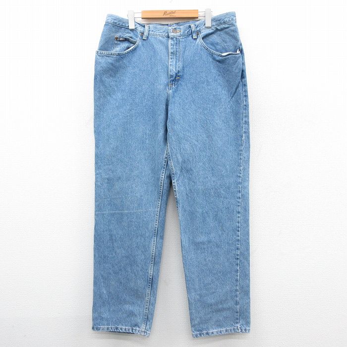 【20%OFF】W37★古着 リー Lee ジーンズ メンズ コットン 紺 ネイビー デニム 25sep27 中古 ボトムス ジーパン Gパン ロング パンツ