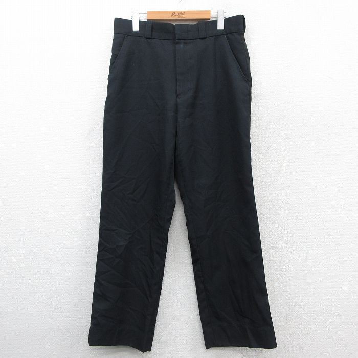 W33★古着 スラックス パンツ メンズ 00年代 00s 黒 ブラック 25sep27 中古 ボトムス ロング