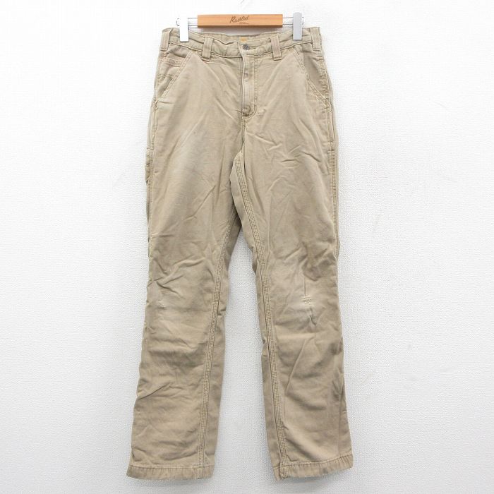 W30★古着 カーハート Carhartt パンツ メンズ ベージュ カーキ 25sep29 中古 ボトムス ロング