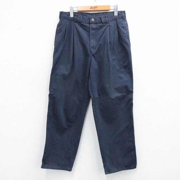 W34★古着 ドッカーズ パンツ メンズ 90年代 90s コットン 紺 ネイビー 25sep29 中古 ボトムス ロング