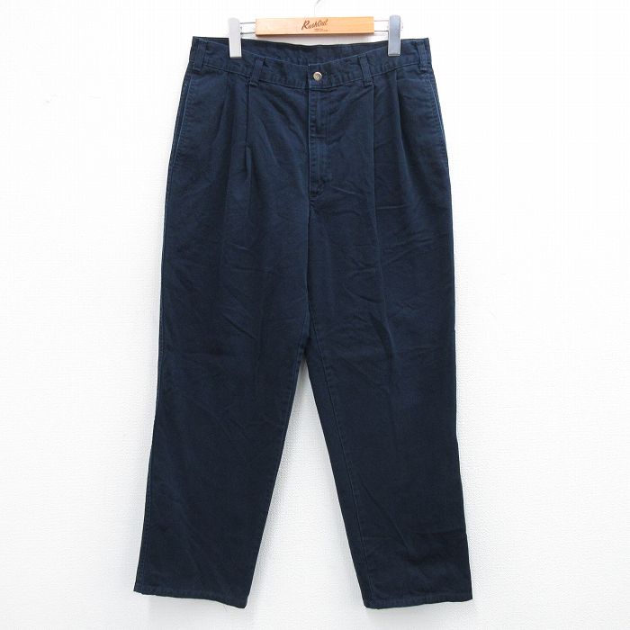 W33★古着 ドッカーズ パンツ メンズ 90年代 90s コットン USA製 濃紺 ネイビー 【spe】 25sep29 中古 ボトムス ロング
