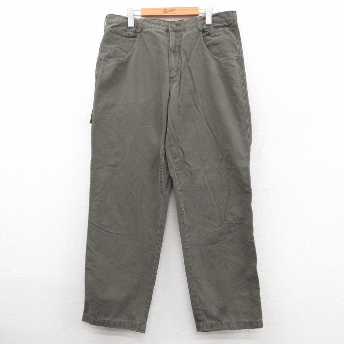 W37★古着 コロンビア COLUMBIA パンツ メンズ 00年代 00s ダック地 濃緑 グリーン 25oct01 中古 ボトムス ロング