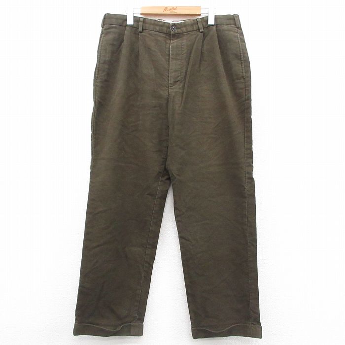 W36★古着 ブルックスブラザーズ BROOKS BROTHERS ブランド パンツ メンズ 00年代 00s コットン 濃緑 グリーン 25oct01 中古 ボトムス ロング