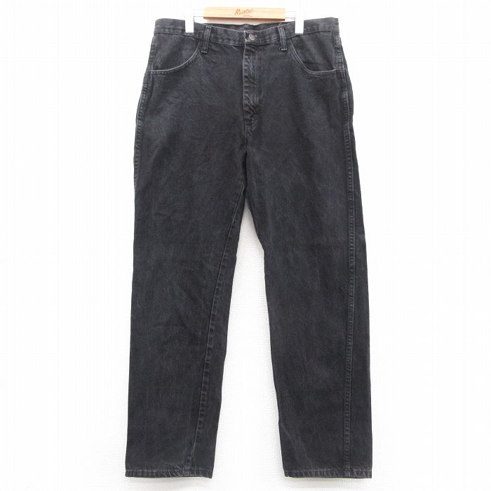 W36★古着 ラスラー ジーンズ メンズ コットン 黒 ブラック デニム 25oct01 中古 ボトムス ジーパン Gパン ロング パンツ