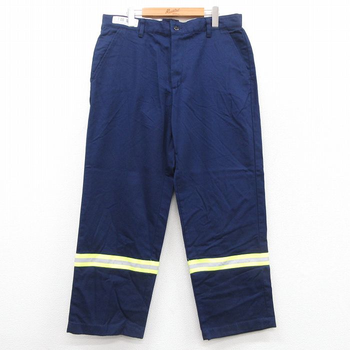 W36★古着 レッドキャップ ワーク パンツ メンズ リフレクター コットン 紺 ネイビー 【spe】 25sep30 中古 ボトムス ロング