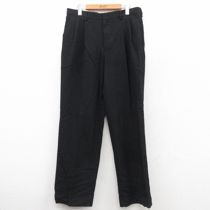 W33★古着 CiNTAS スラックス パンツ メンズ 黒 ブラック 25sep30 中古 ボトムス ロング